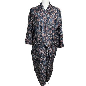Vintage 1980s Saddlebrook Robe‎ Unisex One Size Chest 50" Paisley Blue